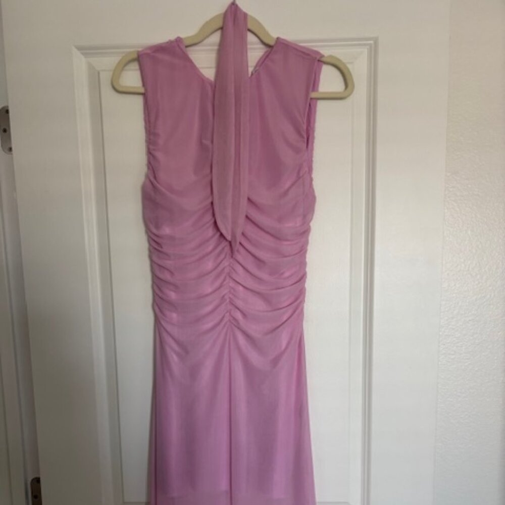Saemdi Pink Mesh Asymmetrical Dress Size L